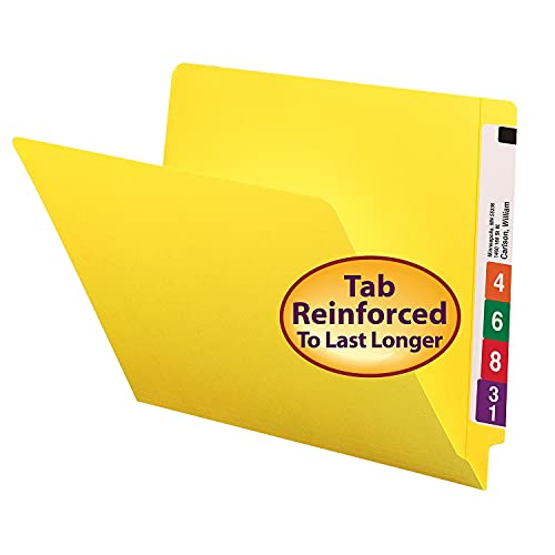Smead 25910 Colored File Folders Straight Cut Reinforced End Tab Letter Yellow 100/Box #TOP7
