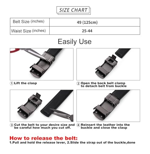 Men's Leather Belt Automatic Ratchet Buckle Slide Belt - Trim to Fit Dress & Casual Belts with Gift Box4