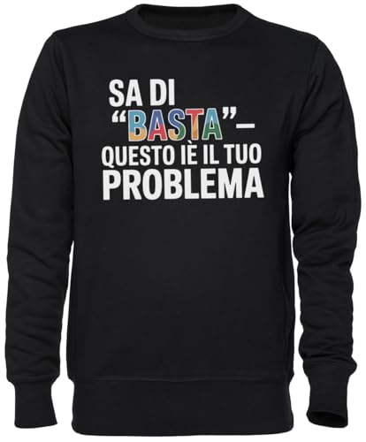 Sweat-shirt noir Sa Di Basta unisexe en jersey col rond style décontracté