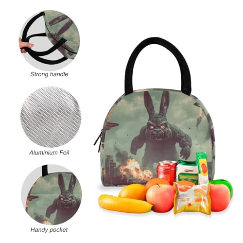 Backpack Lunch Bag Set Bunny Monster Print, Big Storage Travel Backpacks with Insulated Lunch Box for Office Hiking Picnic4