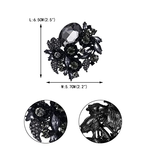 Image of EVER FAITH Rhinestone Crystal Party Flower Leaf Vine Brooch