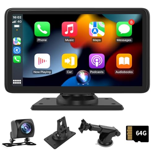 AEROLD [2024 Upgrade] Portable Car Stereo with Wireless Carplay & Android Auto, 7" Touch Screen Portable Car Radio with Apple Airplay,Bluetooth, Mirror Link, Voice Control or Windshield Mount