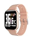 Met hartslagmeter, waterdicht, fitnesstracker, smartwatch, stappenteller, slaapmonitor, herinnering, oproepen (Color : Gold)