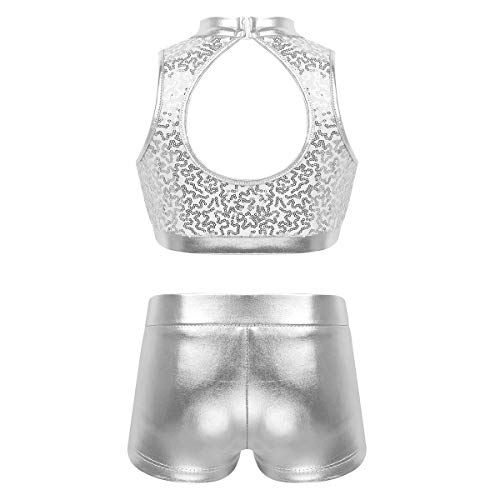 YiZYiF Kids Girls Basic 2 Piece Active Outfit Crop Top and Shorts Set for Gymnastics/Dancing/Workout2