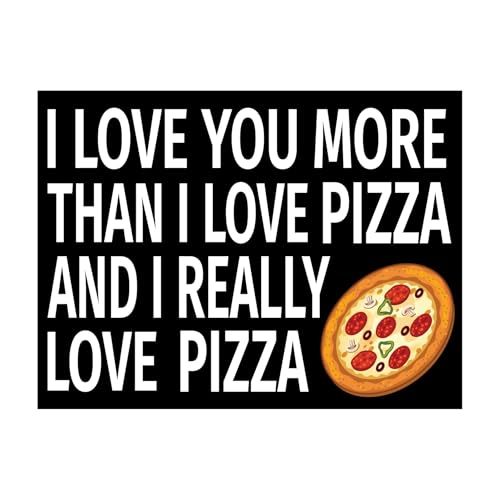 JennyGems Pizza Gifts, I Love You More Than I Love Pizza Wooden Sign, Shelf Decor and Wall Hanging