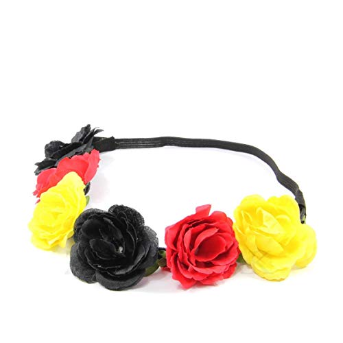ZADAWERK® Bandeau - fleurs - noir- rouge - jaune - Allemagne - Belgique - Fan - Football - Olympia Cover