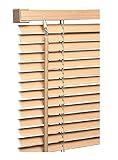 PVC wood grain Effect Venetian Blinds - 90cm x 150cm - Natural Colour - Window Curtains - Child Safe Pull Cords - Included All Fittings