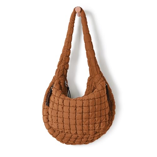 Image of ODODOS Quilted Carryall Tote Bag for Women Crossbody Hobo Lightweight Padding Shoulder Bag