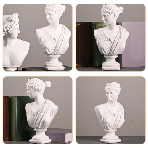 Figurine romaine en résine blanche style statue déesse buste