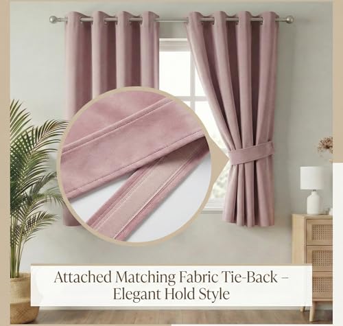 Image of VAS COLLECTIONS 100% Blackout Door Curtains, 5 Feet (121 x 152 cm) Set of 2, Plain, Thermal Insulated, Room Darkening Curtains for Living Room, Bedroom (Antic Pink)