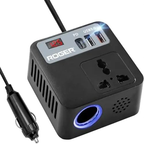 ROGER Verter Rv 150W Car Laptop Charger | 12V DC to 220V AC Output | Powers Laptops & Home Appliances | Built-in Smart Cooling Fan | 2-Year Warranty-image-14