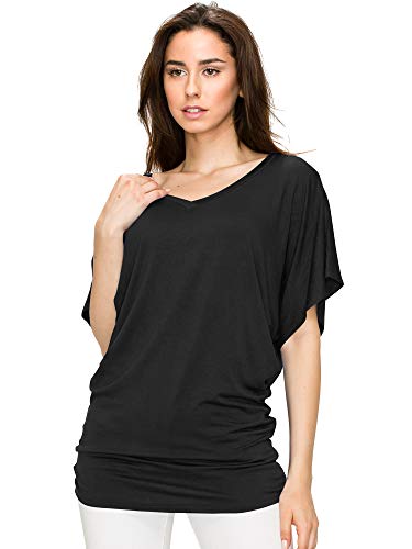 Lock and Love Women's Versatile Casual Short Sleeve Dolman Top – Loose Fit Boat Neck & V-Neck T-Shirt3