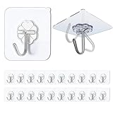 EOSWRU Haken Selbstklebend, 20 Stück Klebehaken Transparent Ohne Bohren (max 10 kg) Nahtloser Wasserdicht und Ölfest Mehrzweck Klebe Haken, Wandhaken Selbstklebend für Küche Bad