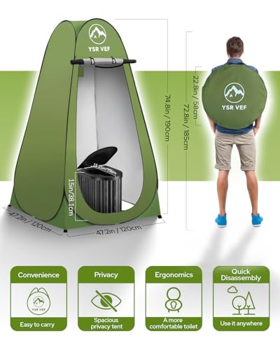Camping Toilet with Pop-Up Privacy Tent and Liquid Waste Gel, Portable Toilet for Camping with Large Tent, Ergonomic Potty Provides Enhanced Comfort, Suitable for All Ages - Image 3