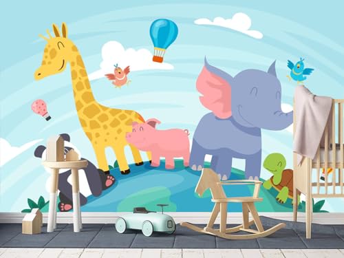 Image of Cartoon Design Kids Theme Vinyl Poster Animals Wallpaper Wall Sticker for Home Decor, Living Room, Bedroom,Kids Room, Play Room (Self Adhesive Vinyl, 6x8 feet i.e 72x96 inch) 02