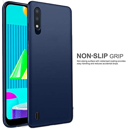 Image of TheGiftKart Imported Matte Soft Back Cover Case for Samsung Galaxy M01 | Protective Rubberised Case (Blue)