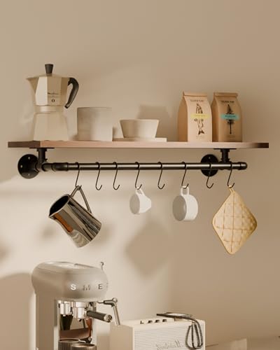 TEDIDUWA Bathroom Shelves Wall Mounted with Towel Bar, Industrial Pipe