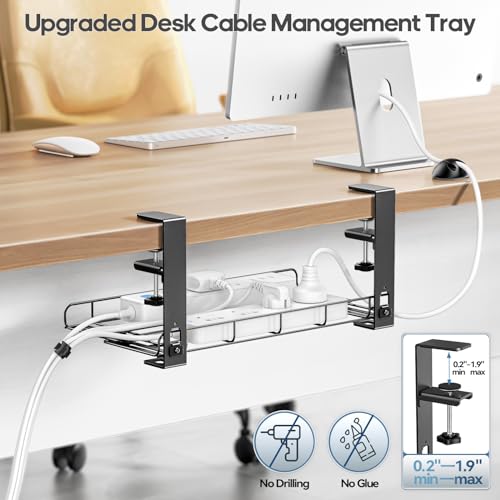 image for KDD Under Desk Cable Management Tray, Adjustable Widths Desk Cable Org