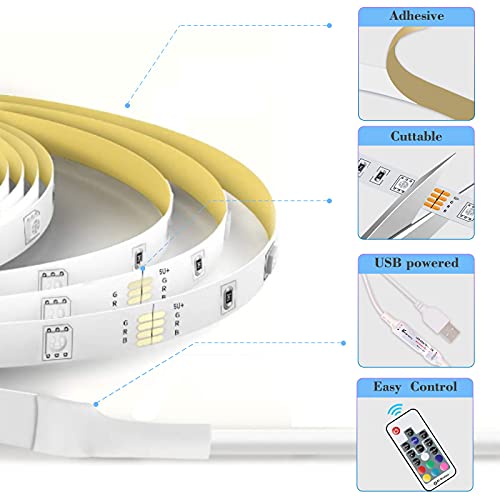 LED Strip Lights with Remote 2M, LED TV Backlight 6.6ft for 40-60 Inch HDTV, RGB USB Powered Led Lights for Bedroom Decor Home Accessories Pc Monitor Theater Screen