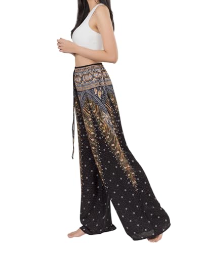 Banjamath® Women's Wide Leg Palazzo Boho Bohemian Pants Harem Summer Beach Pants3