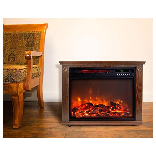 Lifesmart Large Room Infrared Quartz Fireplace in Burnished Oak Finish w/Remote