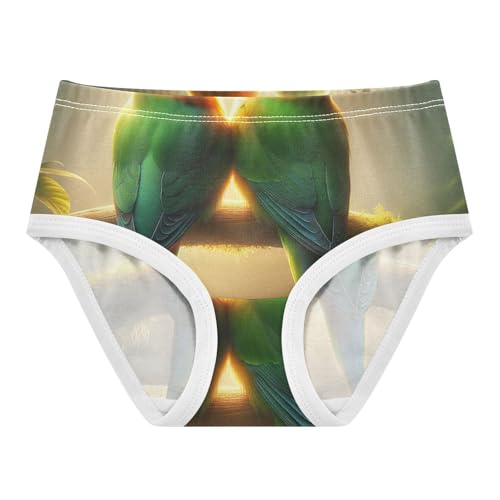 Toddler Girl Briefs, Parrot Tropical Love Birds Girls Cotton Underwear, 2–8 Years