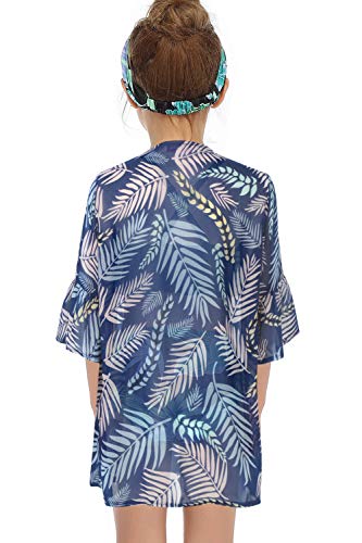 image for GORLYA Girl's Floral Print Chiffon Beach Cardigan Cover ups Kids Casua