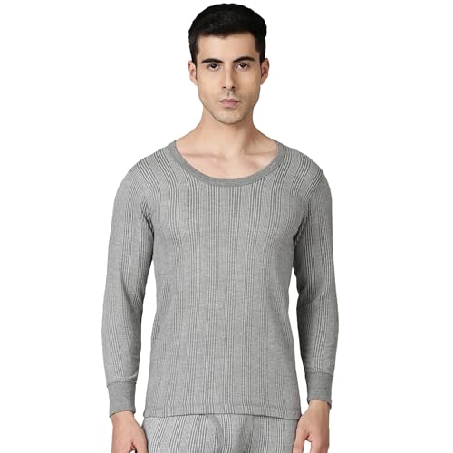 Dixcy Scott Originals Mens Light Round Neck Full Sleeves Solid Thermal Tops(Grey Melange )-XL