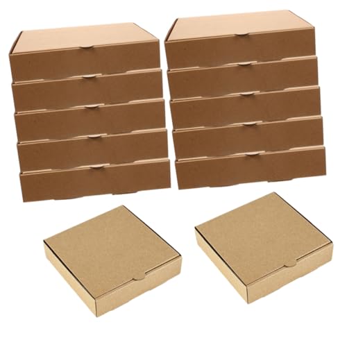 NULYLU 12pcs Mini Pizza Box Pizza Small Boxes Pizza Storage Boxes Pizza Wrapping Case Pizza Shipping Boxes Bakery Boxes Bakery Pizza Boxes Restaurant Supply Paper Pizza Trays Light Brown