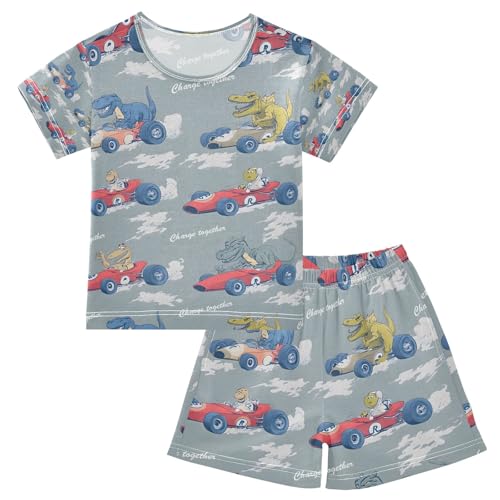senya Cute Crocodile Race Car Summer Pajamas Set Short Cotton Sleepwear 2 Piece
