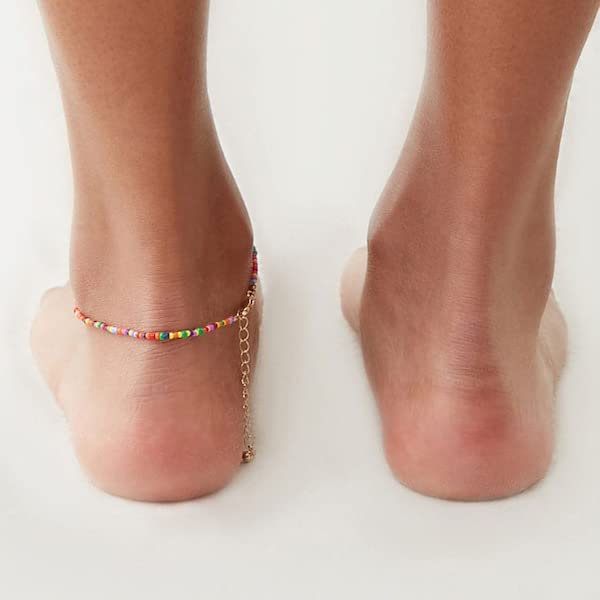 Combinato Boho hippie perline girocollo collana oro e conchiglia riso cavigliera colorata per le donne regalo per il suo regalo di Natale