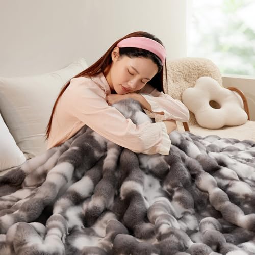 SAPHREAS 毛布 ふわとろ毛布 ブランケットも ひざ掛け ふわふわ もこもこ毛布 二枚合わせ 柔らかく肌触 吸湿発熱 暖かい 洗える 厚手 高密度 毛抜けない 静電気防止 昼寝 冬用 冷え対策 グラデーション-ライトグレー 160x200cm
