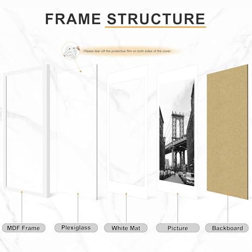 Image of Picrit 16x20 Picture Frame Set of 7, White Poster Frames for Wall