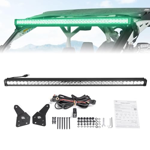 KEMIMOTO 50 390W X3 LED Light Bar Multi-Color Lights with Upper Roof Windshield Mount Brackets Rocker Switch Wiring Kit Compatible with Can Am Maverick X3 & Max & R 2017-2025