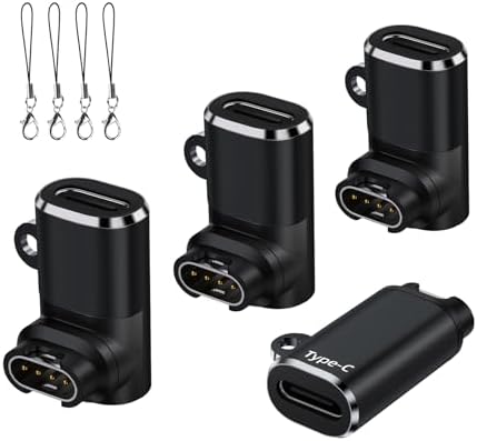 USB-C zu Garmin Watch Ladekabel Ladegerät Adapter 4Stück,Winkel Type-C Ladeadapter für Garmin Fenix 9 8 7 6 Solar,Vivoactive 5/4S,Venu 4 3S 2S,Forerunner 165/965/955/945/265/55,Epi