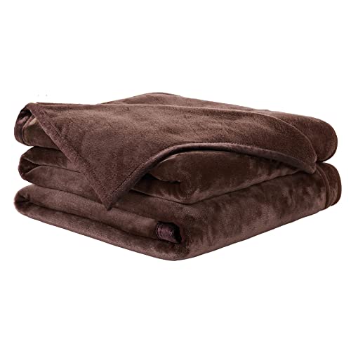 Easeland Soft Queen Size Blanket Warm Fuzzy Microplush Lightweight Thermal Fleece Blankets For Couch Bed Sofa,90X90 Inches,Chocolate #TOP7