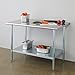 ROCKPOINT Stainless Steel Table for Prep & Work 30x48 Inches, NSF Metal Commercial Kitchen Heavy Duty Table with Adjustable Under Shelf and Table Foot for Restaurant, Home and Hotel