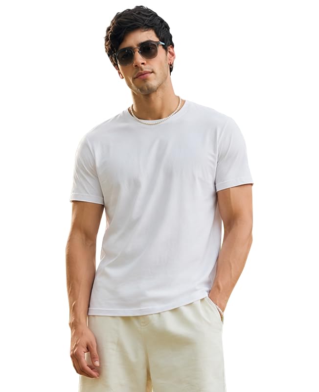 Image of Sleepynuts Men's Everyday Wear Crew Neck Regular Fit T-Shirt | Half Sleeve Solid Plain Casual T-Shirt for Men | Soft Breathable Fabric |