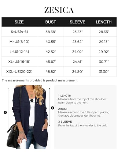 ZESICA Women's Fall Winter Long Sleeve Open Front Casual Lightweight Soft Knit Cardigan Sweater Outerwear - Image 6