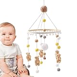 viento para niños pequeños, cuna móvil con bolas fieltro, cuna portátil, viento móvil con diseño animales para niños, habitación niños pequeños, ducha para niños pequeños Jingling