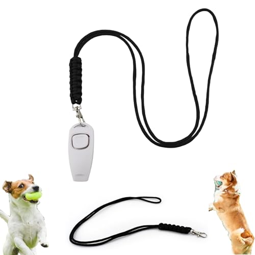 VLSQHNCF 2-in-1 Dog Training Clicker Whistle for Training and Recall, Pet Training Accessories for Puppy, Cats, Horses & Small Animals - with Lanyard, Reward and Train Your Pets Efficiently