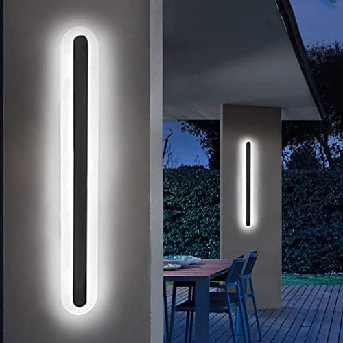 Ceiling Lamp,Dimmable Outdoor LED Wall Lights with Remote Control Waterproof IP65 Black Metal Wall Sconce Lamp for Patio, Terrace, Hallway, Porch Long Strip Wall Lighting Fixture (80cm)