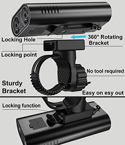 EILIOC 6400mAh Bike Lights Front and Back,USB C Rechargeable Bicycle light Super Bright 2400 Lumen Cycle lights Waterproof Led Bike Headlight and Taillight Set for Road/MTB - Image 4