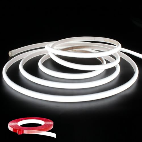 Q.Laomi Ruban LED COB 220V, 3M Bandeaux LED Flexible DIY Bande Lumineuse IP65 Étanche Bande LED 6000K, 3M, Blanc Froid