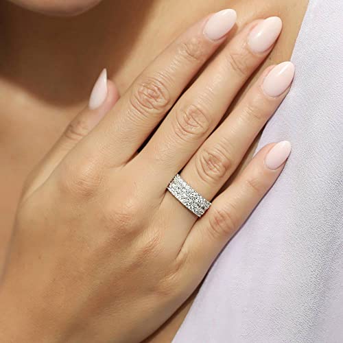 Berricle Sterling Silver Art Deco Wedding Rings Cubic Zirconia Cz Anniversary Half Eternity Ring For Women, Rhodium Plated Size 7.5 #TOP4