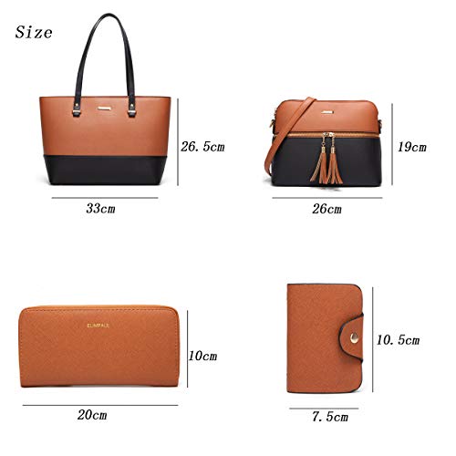 Image of Women Fashion Synthetic Leather Handbags Tote Bag Shoulder Bag Top Handle Satchel Purse Set
