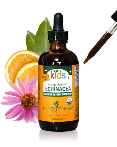 Herb Pharm Kids Certified-Organic Alcohol-Free Echinacea Glycerite Liquid Extract Drops 4 oz