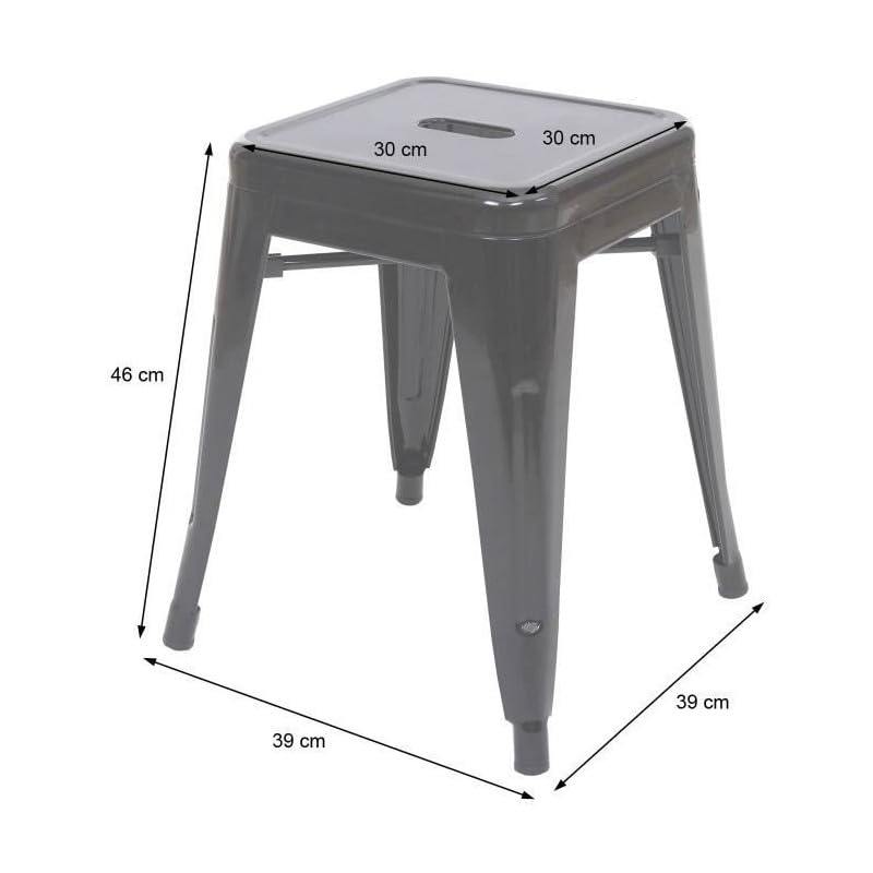 Kosmi - Juego de 4 taburetes de metal, color negro mate, estilo industrial y asiento de madera oscura, altura 46 cm