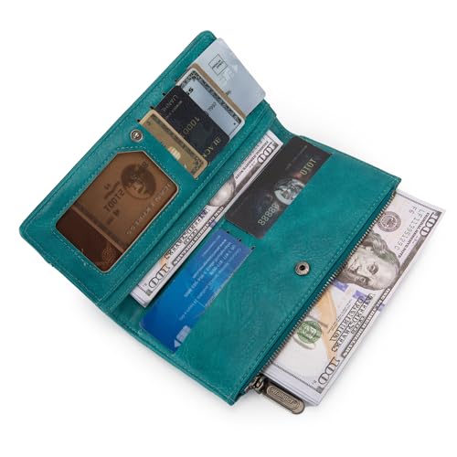 Image of Wrangler Minimalist Wallet for Women Credit Card Wallet Ladies Travel Wallets Monederos de Mujer Card Cases & Money Organizers with Smooth Zippers for Womens Turquoise