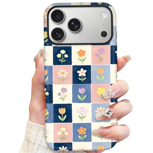Coque iPhone 17 Pro MagSafe antichoc motif fleuri protection silicone mate